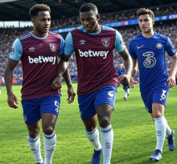 West Ham vs Chelsea Match Graphic – EPL 2025 preview of West Ham United vs Chelsea at London Stadium.