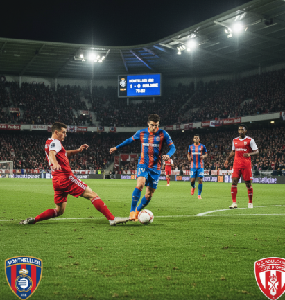 Montpellier vs Boulogne France Ligue 2 match preview graphic with team logos and stats for betting tips on Socapredict.com.