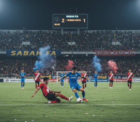Sabah FA players celebrating a Malaysia FA Cup goal