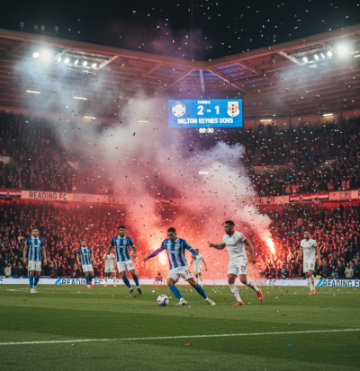 Exciting England EFL Trophy match action between Reading and Milton Keynes Dons, capturing intense football moments.