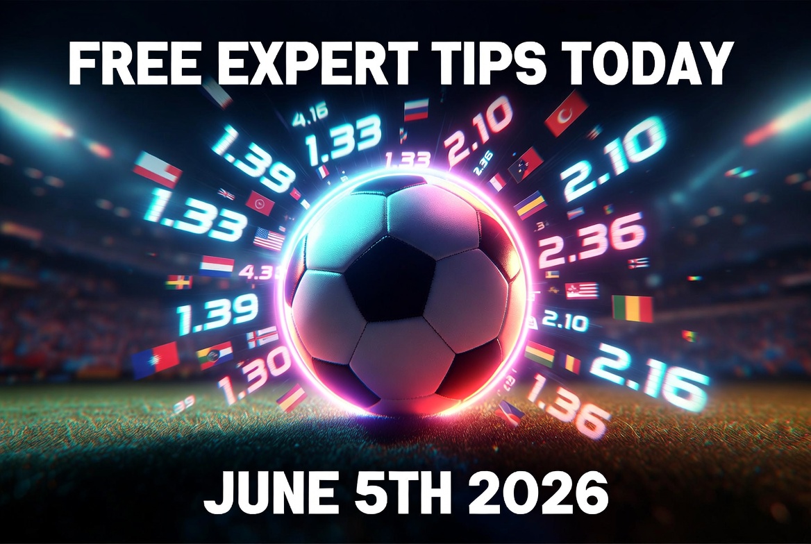 Free football predictions and betting tips for today, June 5th 2026. Expert analysis, high-odds picks, and daily winning tips from SocaPredict.