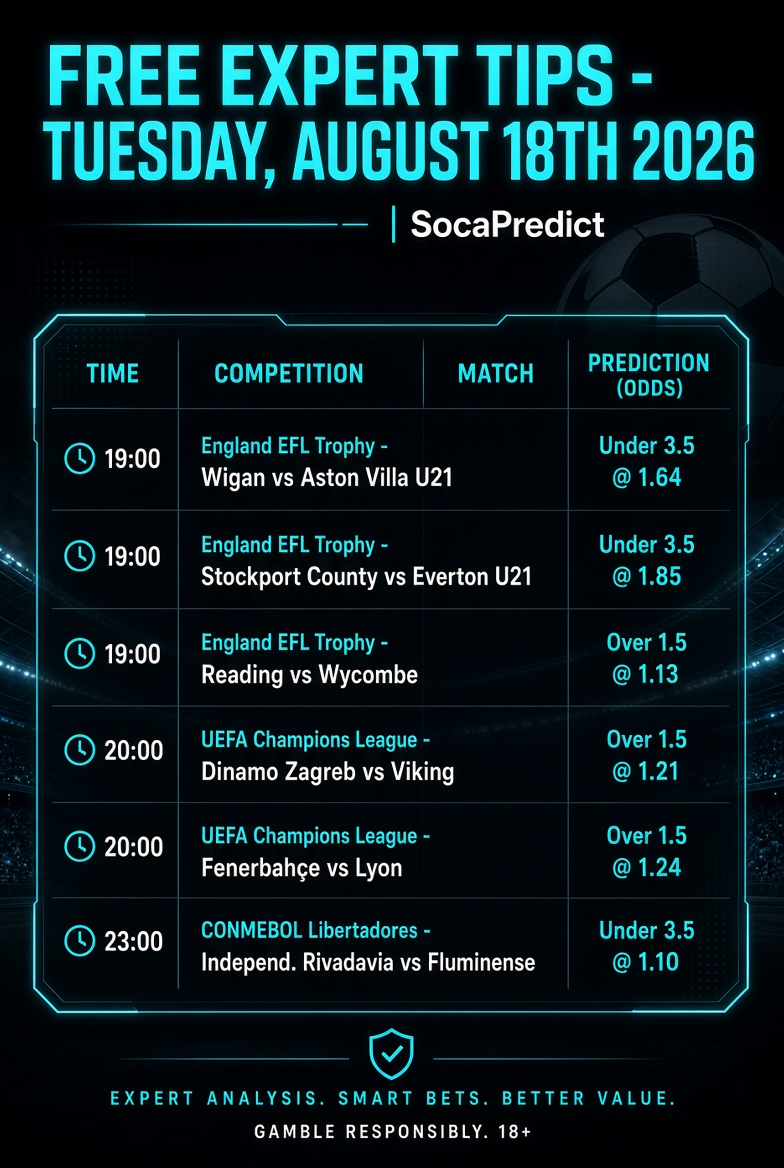 Free Expert Tips – Today – Tuesday, August 18th, 2026