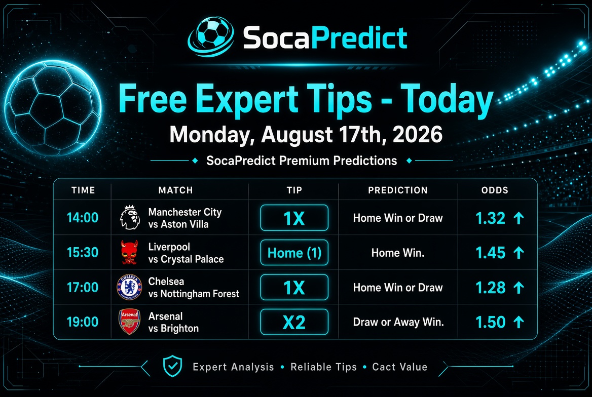 Free Expert Tips – Today – Monday, August 17th, 2026